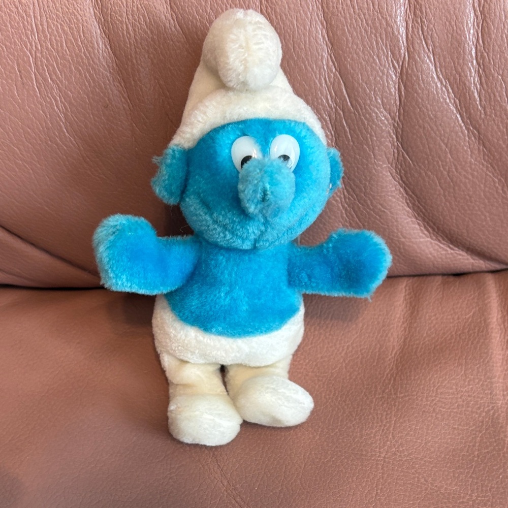 Mini Blue and White Stuffed Smurf Toy